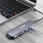 Verilux USB C Hub Multiport Adapter for MacBook Pro with 4K HDMI 30Hz and 87W PD | Aluminum 6 in 1 Docking Station