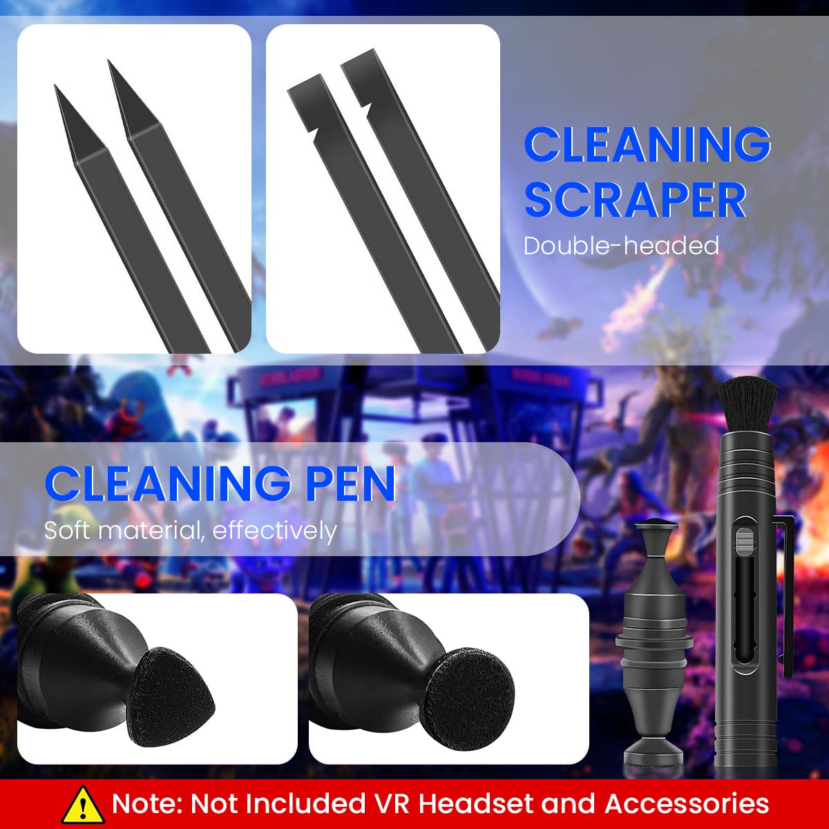 Verilux® VR Headset Cleaning Kit, VR Lens Cleaner, Lens Pen Cleaner Kit for Meta Oculus Quest 2 3 /Xbox/PS/Wii, Cleaning kit for VR Facial Interface & Face Cover Protect Lens from Dust