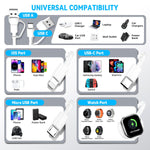 Verilux 4 in 2 Type C Charging Cable 1.2m with Magnetic Watch Charger for Galaxy | USB C to C and Lightning Compatibility