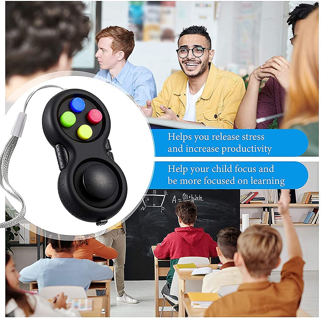 Verilux Fidget Pad Toys with 8-Fidget Functions 2nd Generation Fidget Toy Controller Stress Reducer Hand Shank Fidget Cube Perfect for Release and Anxiety Relief Pop it Fidget