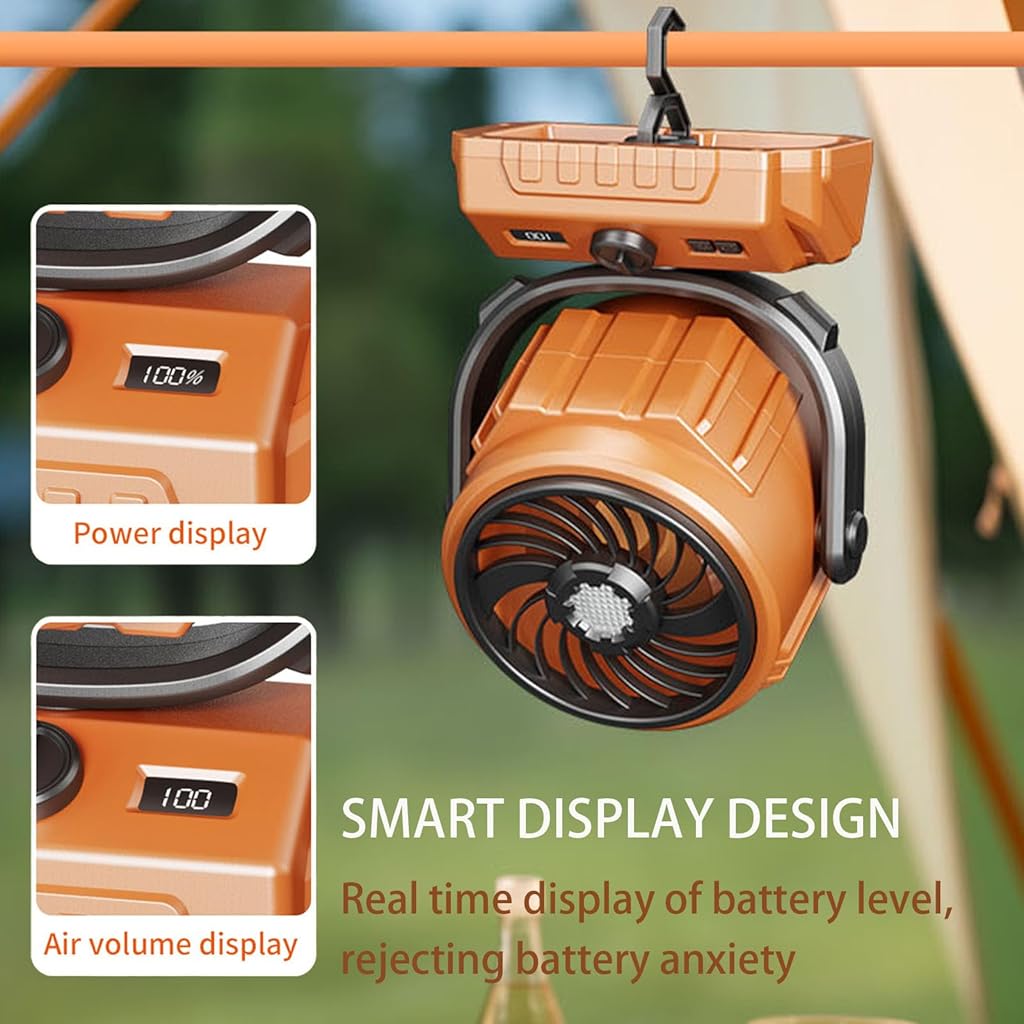 Verilux® 3 in 1 Table Fan with Night Light, 270°Automatic Oscillating Head and 300°Manual Flip, Desktop Fan with 100 Digital Speed Adjustable, with Clip and Power Bank for Home, Office, Camping