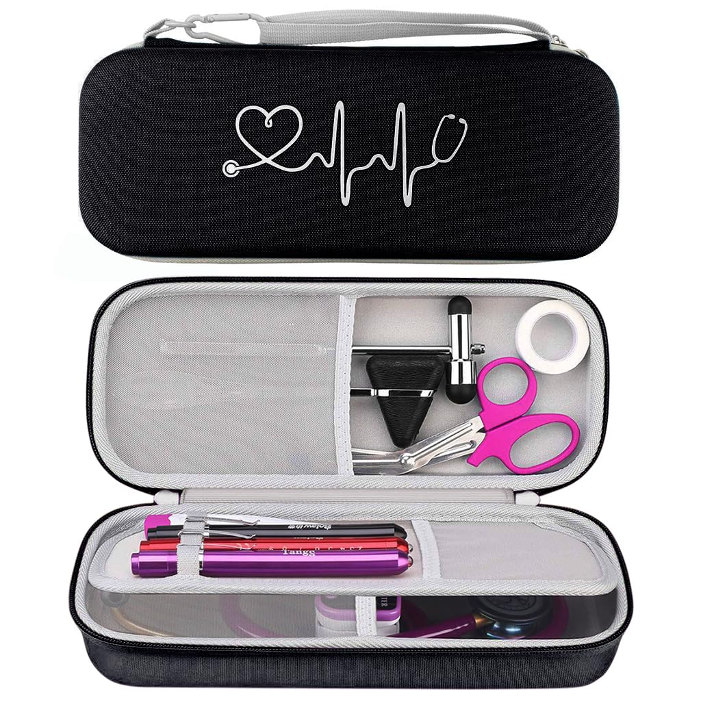 Verilux Shockproof EMS Stethoscope Travel Storage Bag Case for Littmann/Omron/ADC/Dixie with Extra Mesh Pockets