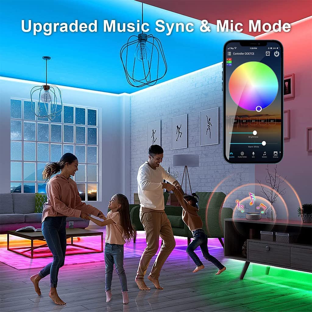 Verilux® 10M Smart WiFi LED Strip Lights, Remote APP Control Lighting Strips, Music Sync Color Changing, Plug and Play for Bedroom, Kitchen, TV, Party, Compatible with Google Assistant, IFTTT