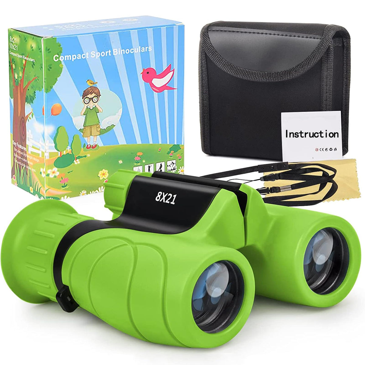 ZORBES® Kids Binoculars,Shockproof 8 x 21 High Resolution Compact Kids Binoculars Real for 3-12 Boys and Girls,Perfect for Bird Watching, Hiking
