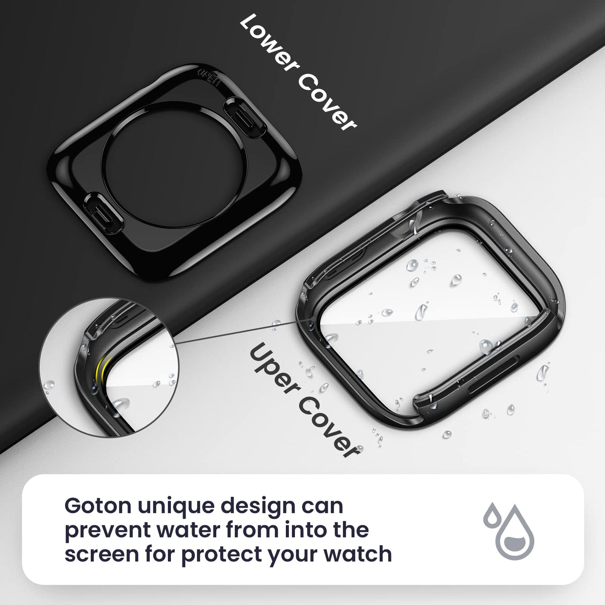 ZORBES® Waterproof Cover Case Compatible with Apple Watch Series7, Protective Hard PC Cover Case (41mm Black)