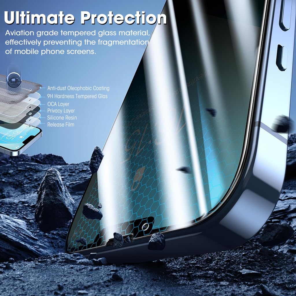 ZORBES® 2 Packs Edge to Edge Privacy Screen Protector for iPhone 14 Pro 6.1'' HD Tempered Glass Screen Protector Anti-glare Screen Protector for iPhone 14 Pro
