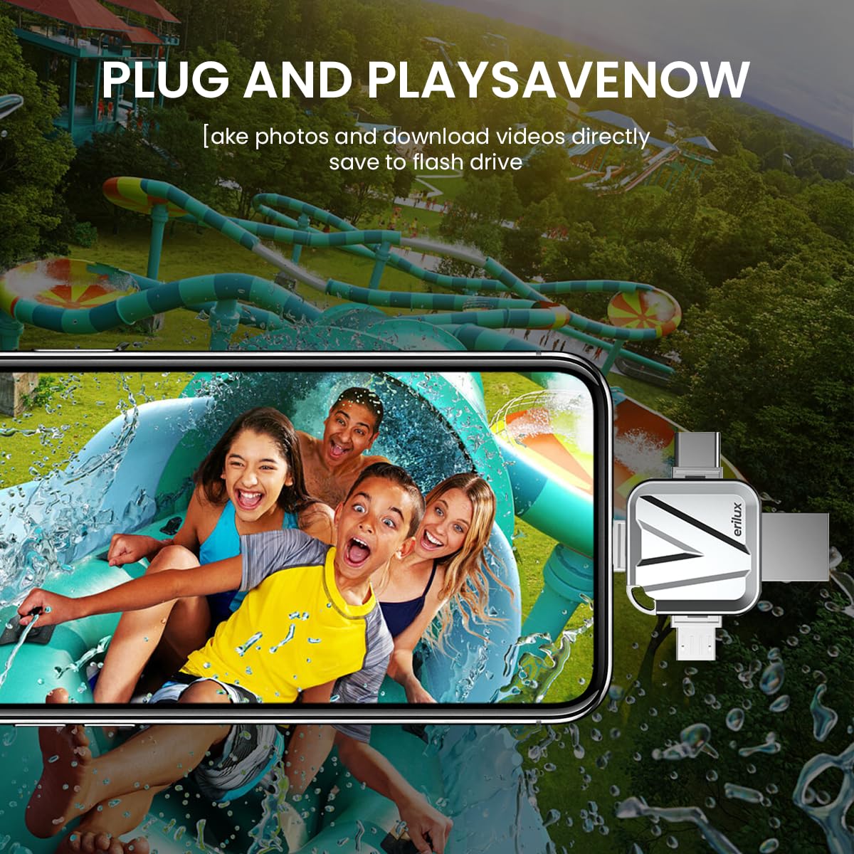 Verilux Pendrive 128GB Flash Drive for iOS and Android with Lightning USB Type C | Metal Keychain Design