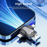 Verilux Micro SD Card Reader 4 in 1 with USB 3.0, Type C, Micro USB and Lightning | Compatible with iPhone, iPad, Android, Macbook and PC