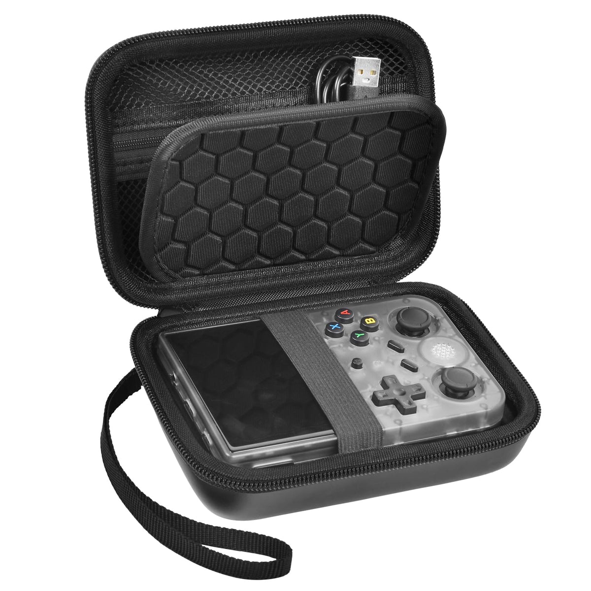 ZORBES® Hard EVA Carrying Case for Retro Handheld Game Console, Shockproof Protective Travel Storage Bag Portable Retro Gaming Console Case with Mesh Pocket & Wrist Strap