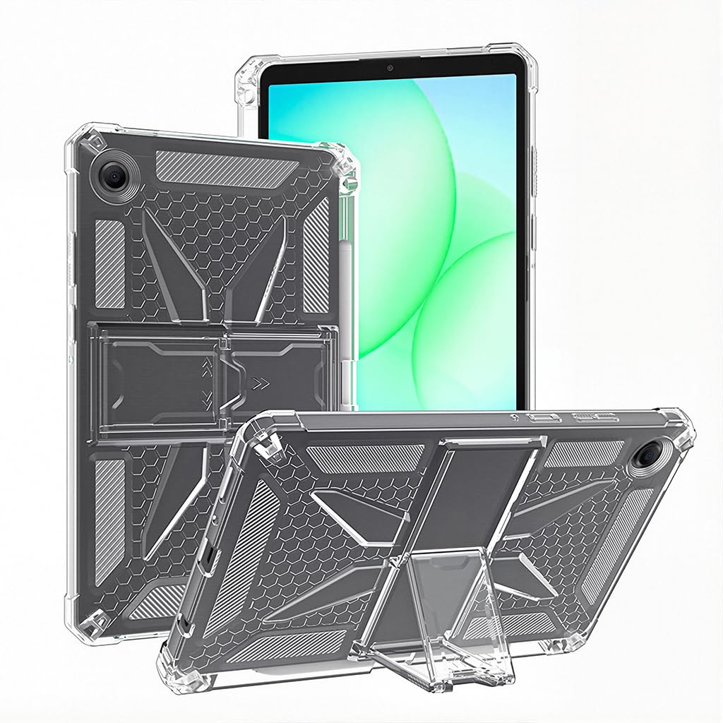 ZORBES® Compatible with Samsung Galaxy Tab A11 8.7" Case, Clear TPU Protective Bumper Cover with Integrated Fold-Out Kickstand, Slim Transparent Tablet Skin, Shockproof & Scratch-Resistant