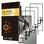 ZORBES® Compatible with Galaxy S24 Ultra, Screen Protector & Lens Covers, 9H HD Tempered Glass Screen Protectors, Anti-scratch Lens Protection, Anti-glare Screen Protectors, Pack of 6