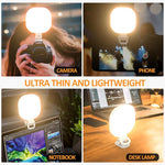 ZORBES® 142 LED Light for Video Shooting, 2000Mah Rechargeable Selfie Light for Mobile Clip Video Light, Adjusted 3 Light Modes, 10 Brightness Levels for Phone Camera, Laptop, Makeup, Conference, Vlog