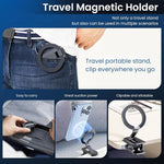 ZORBES® Magnetic Phone Holder 2 in 1 Alloy Magnetic Phone Holder with Clamp & Self Adhesive Backing Compatible with MagSafe Multi Purpose Folding Magnetic Phone Holder Car Phone Stand