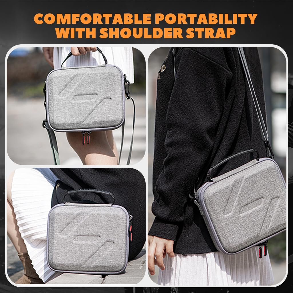 ZORBES® Compatible with DJI OM7/OM7 PRO, Travel Case Bag for Phone Handheld Gimbals & Stabilizers, Custom-mold Fit & Built in Mesh Pocket, Nylon Waterproof Hard Shell Organizer Bag with Shoulder Strap