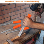 Serplex® 12PCS Woodwork Chisel Set Mortise Tools, Wood Chisels for Woodworking with Steel Hammer End, Tools with Anti-slip Handle, 6mm, 12mm, 18mm, 24mm