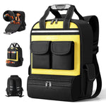 Serplex® 17'' Tool Organizer Backpack 1200D Polyester Tool Bag Organizer with 18 Pockets, Closable Handle, Freestanding Tool Storage Backpack for Electricians, Plumbers, Mechanics & DIY, 12x9.5x18''