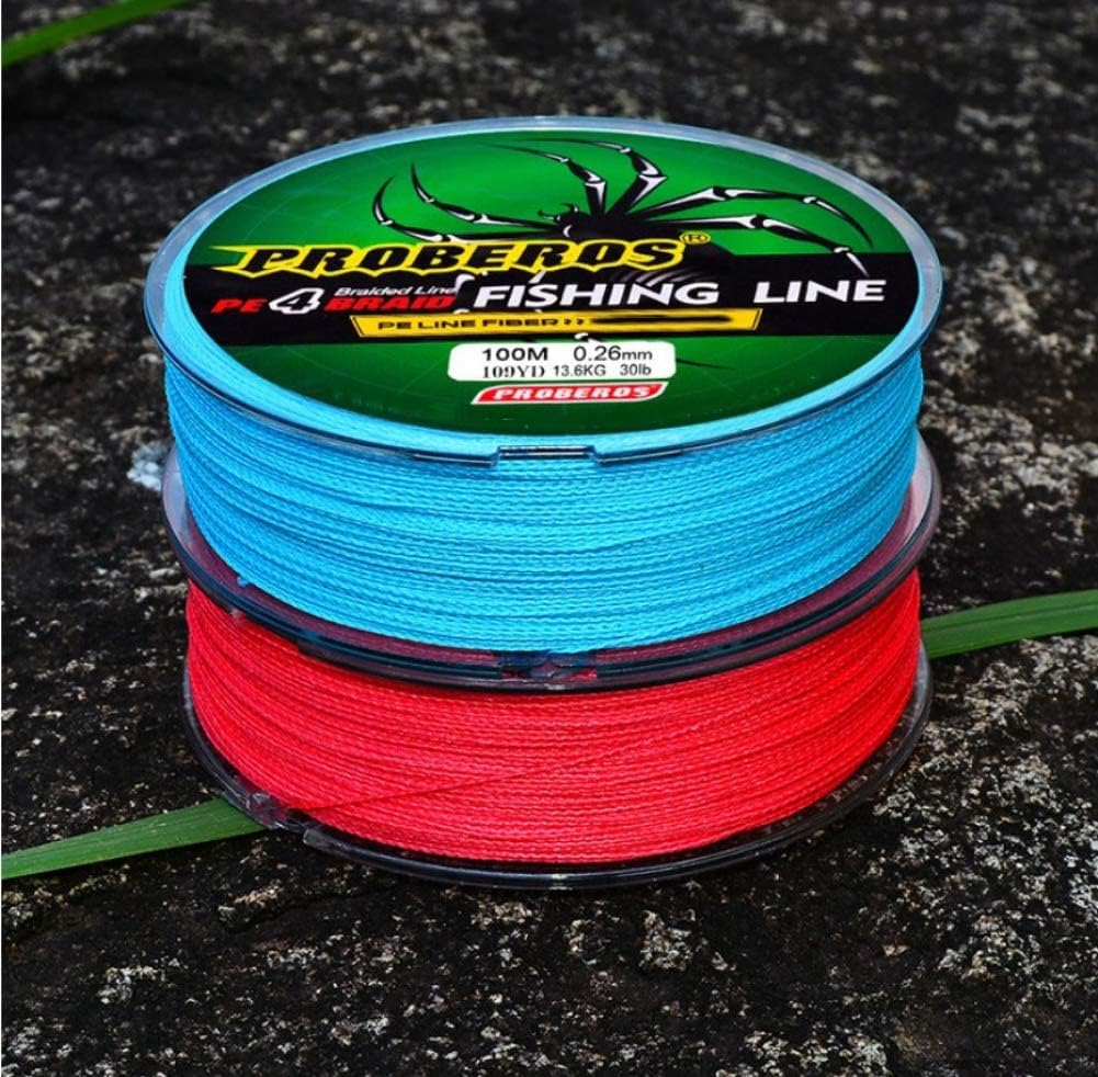 Proberos® Strong Durable 0.45mm 70LB 100M PE 4 Strands Monofilament Braided Fishing Line Angling Accessory (Green, Max Tension 31.7KG)