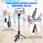 Verilux Bluetooth Extendable Selfie Stick with Wireless Remote& Tripod & Detachable Pan-Tilt for Samsung/Oppo/iPhone/Vivo/OnePlus/CameraAll Smart Phones-82cm Long Rotatable