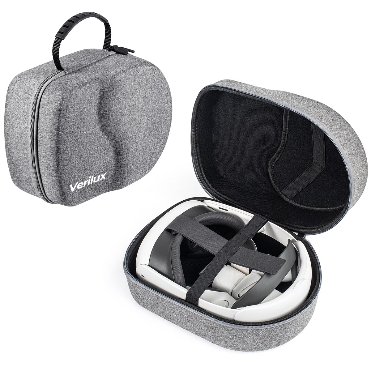 Verilux VR Headset Carrying Case for Meta Quest and Pico 4 with Hard EVA Shell | Grey