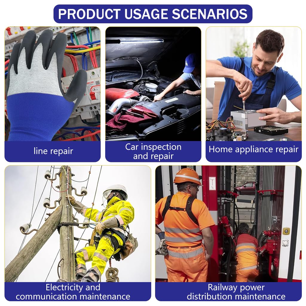 Serplex® Electrical Insulated Gloves 500V Voltage Resistance, Flame Retardant, Non-Slip Rubber Design for Electricians, High Voltage Work, Safety, L