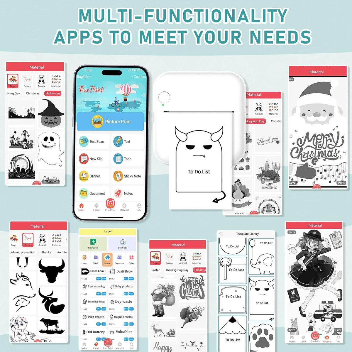 Zeitel® N1 Mini Bluetooth Thermal Printer Blue