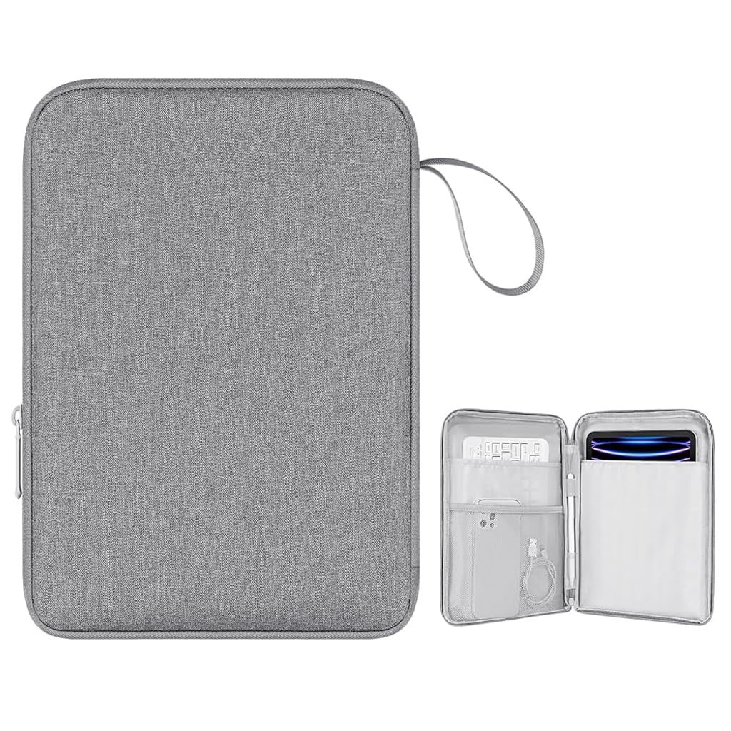 ZORBES® 12.9 inches Tablet Travel Bag for iPad Waterproof Travel Zipper Bag with Utility Mesh Pocket Padded Cushioning Scratchproof Tablet Travel Accessories Universal Tablets Organizer, Blue