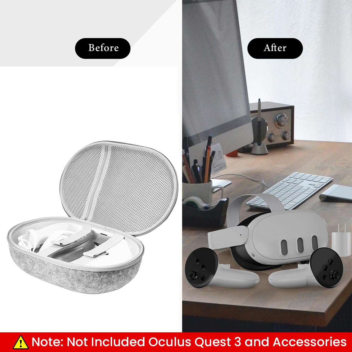 Verilux® Carry Bag for Oculus Quest 3, Anti-Scratch Travel Case Bag for Oculus Quest 3 Accessories Bag for Oculus Quest 3 Handle Bag Travel Case with Handstrap for Oculus Quest 3 VR Gaming Headset