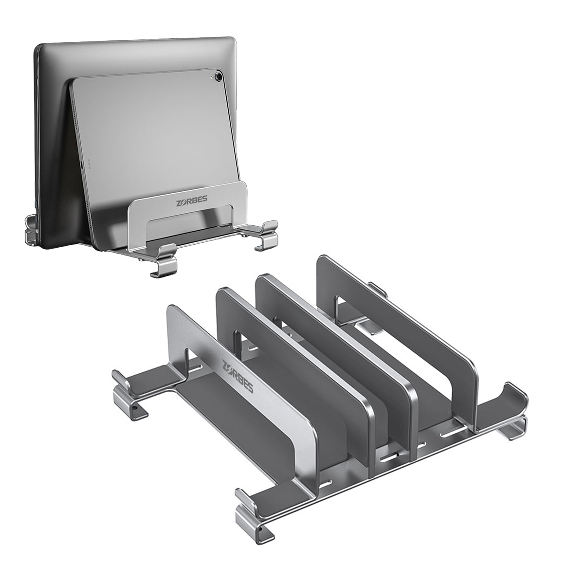 Verilux® Laptop Tablet Stand Multi Devices Desk Holder Organizer Stand Rugged Stainless Steel Desk Organizer Adjustable Spacing Design Utility Desk Stand for Laptop, Tablet, Phone, E-Reader