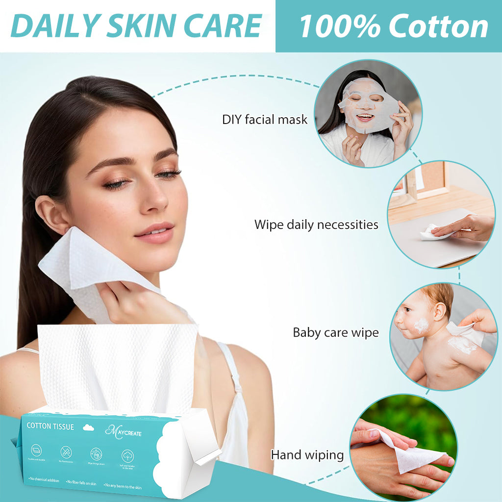 ZORBES® Toallitas faciales secas, pañuelos multiusos para el cuidado de la piel del rostro y desmaquillantes