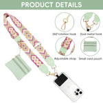 ZORBES® Fashion Phone Strap for Women Phone Sling Strap Adjustable Cross Body Phone Strap with Small PU Zipper Pouch & Detachable Phone Case Insert Fashion Travel Phone Accessories