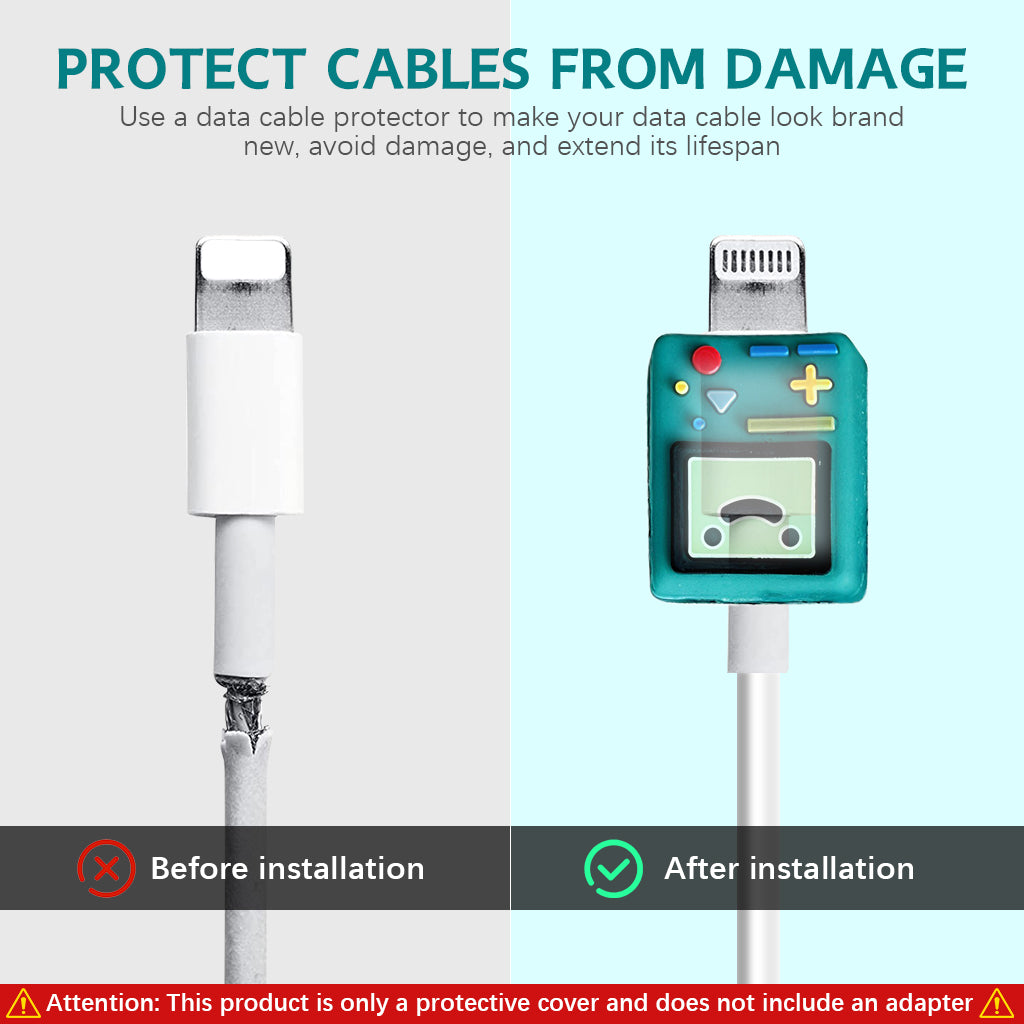 Verilux® Charger Protector, for iPhone Charger Case Cover, Set of 4Pcs Silicone Charger Cover Cable Coil Sleeve Cable Connector Cartoon Case Compatible with 18W-20W iPhone Charger, Cable Protector