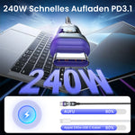 Verilux® 240W USB C Cable Flexible Magnetic USB C Connector Design Fast Charging USB C Male to USB C Male Cable Support Data Transfer Universal 5.9ft USB Cable for Phone, Tablet