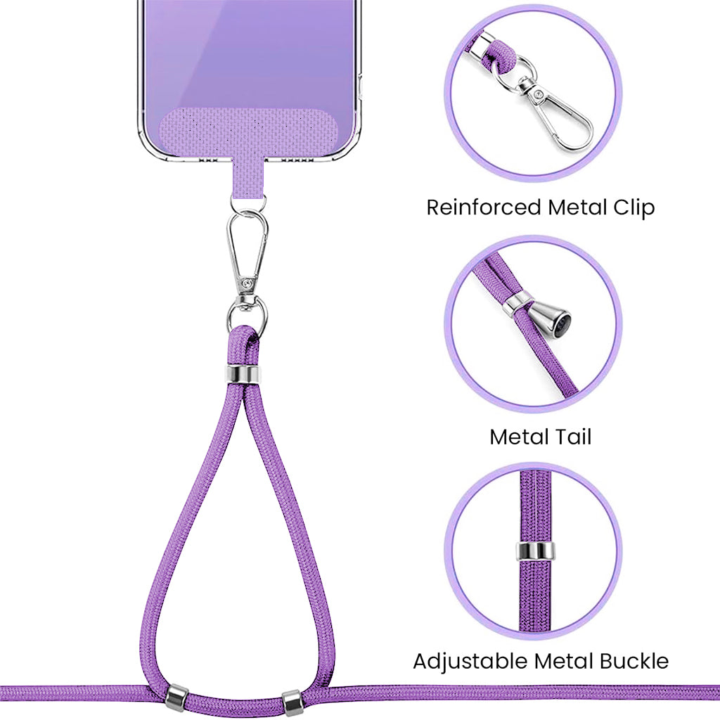 ZORBES® Phone Neck Strap and Wrist Strap Adjustable Nylon Phone Sling Strap with Attachment Insert Quick Release Phone Strap Phone Shoulder Strap Universal Phone Strap Lanyard, Purple