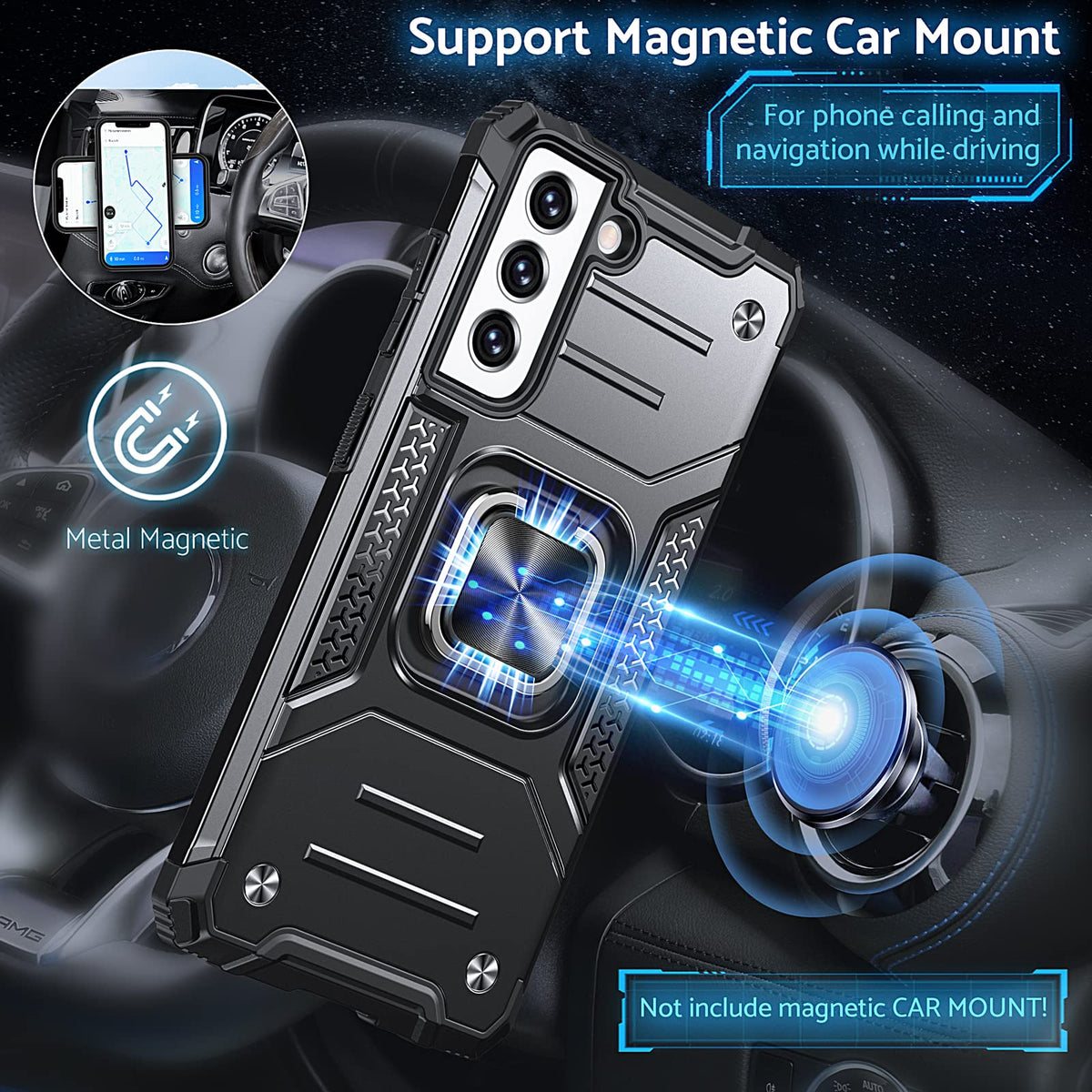 ZORBES® for Samsung Galaxy S21 FE 5G Back Cover with Rotatable Phone Ring Buckle Stand Design, TPU Shockproof Protective s21fe Cover Case for Samsung Galaxy S21 FE