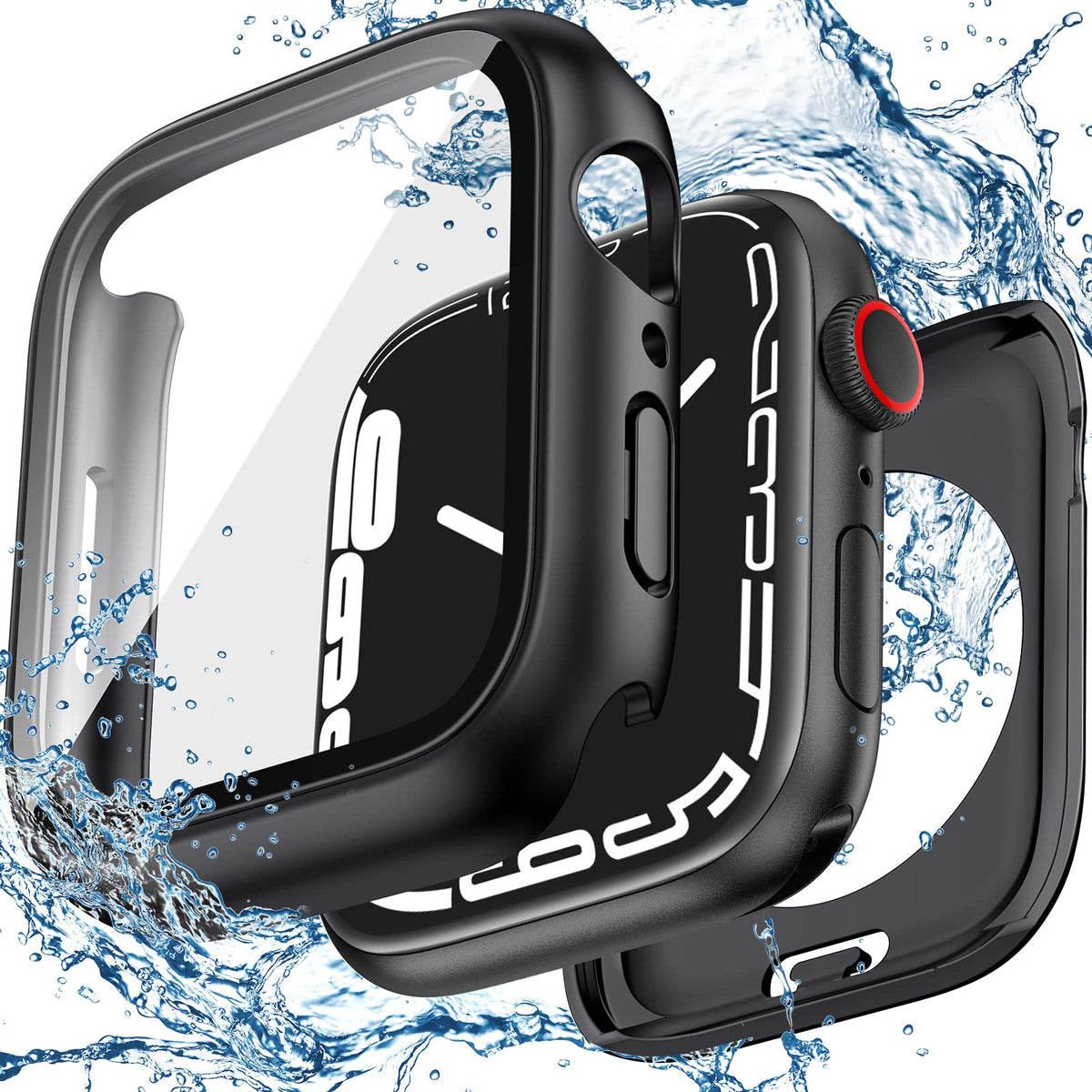 ZORBES® Waterproof Cover Case Compatible with Apple Watch Series7, Protective Hard PC Cover Case (41mm Black)