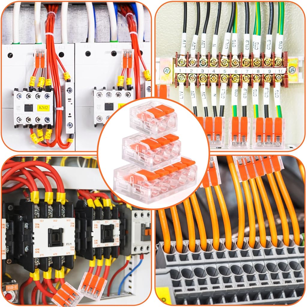 Serplex® 60PCS Cable Connectors Set with 2-Slot/3-Slot/5-Slot Configurations, Lever Nut Assortment Splicing Connector Kit Electrical Connectors DIY Compact Splicing Wire Connectors for AWG 24-12