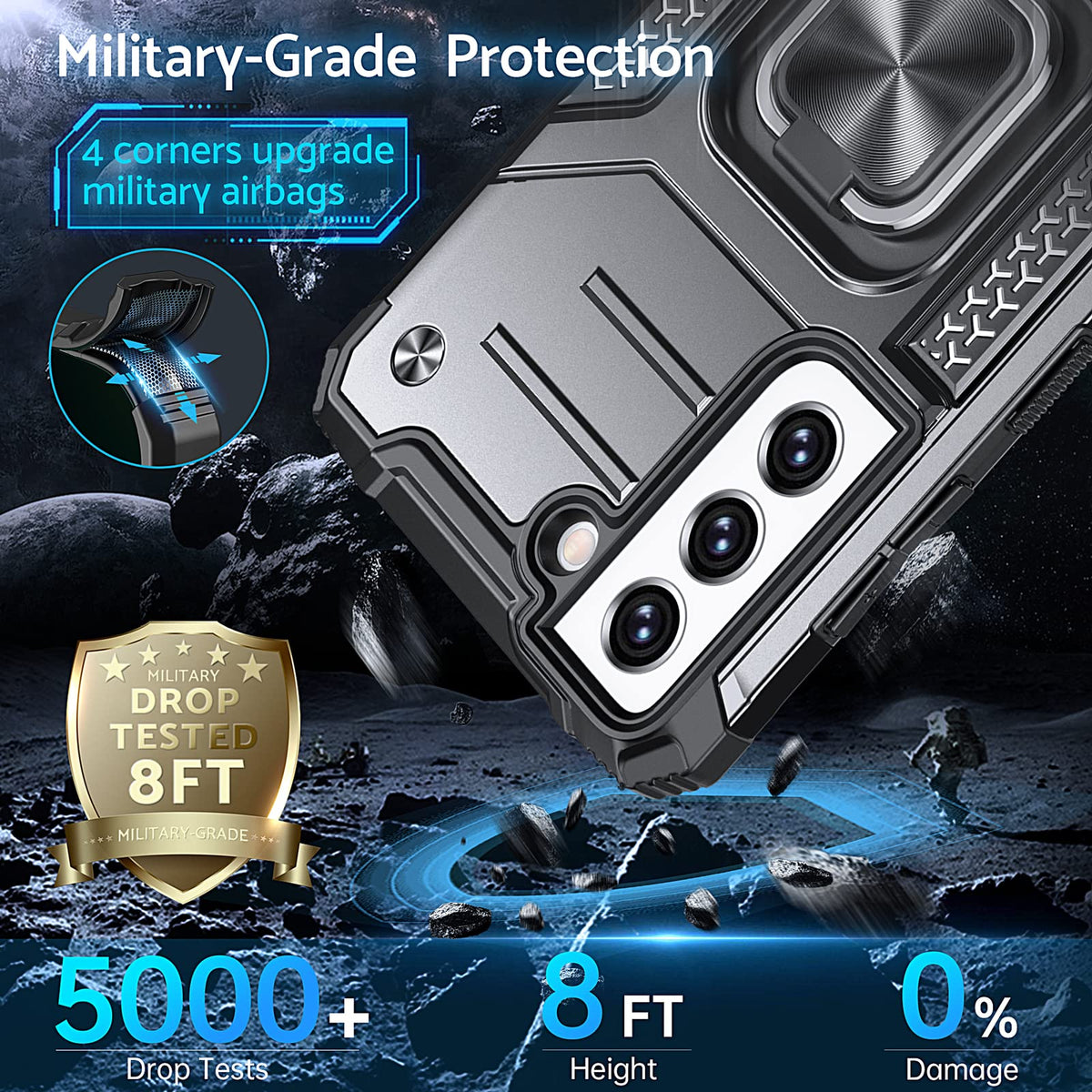 ZORBES® for Samsung Galaxy S21 FE 5G Back Cover with Rotatable Phone Ring Buckle Stand Design, TPU Shockproof Protective s21fe Cover Case for Samsung Galaxy S21 FE