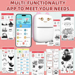 Zeitel® Mini Bluetooth Thermal Portable Label Inkfree for Android and iOS System Black on White with 13 Roll Print Paper Stickers Blue 3 PCS