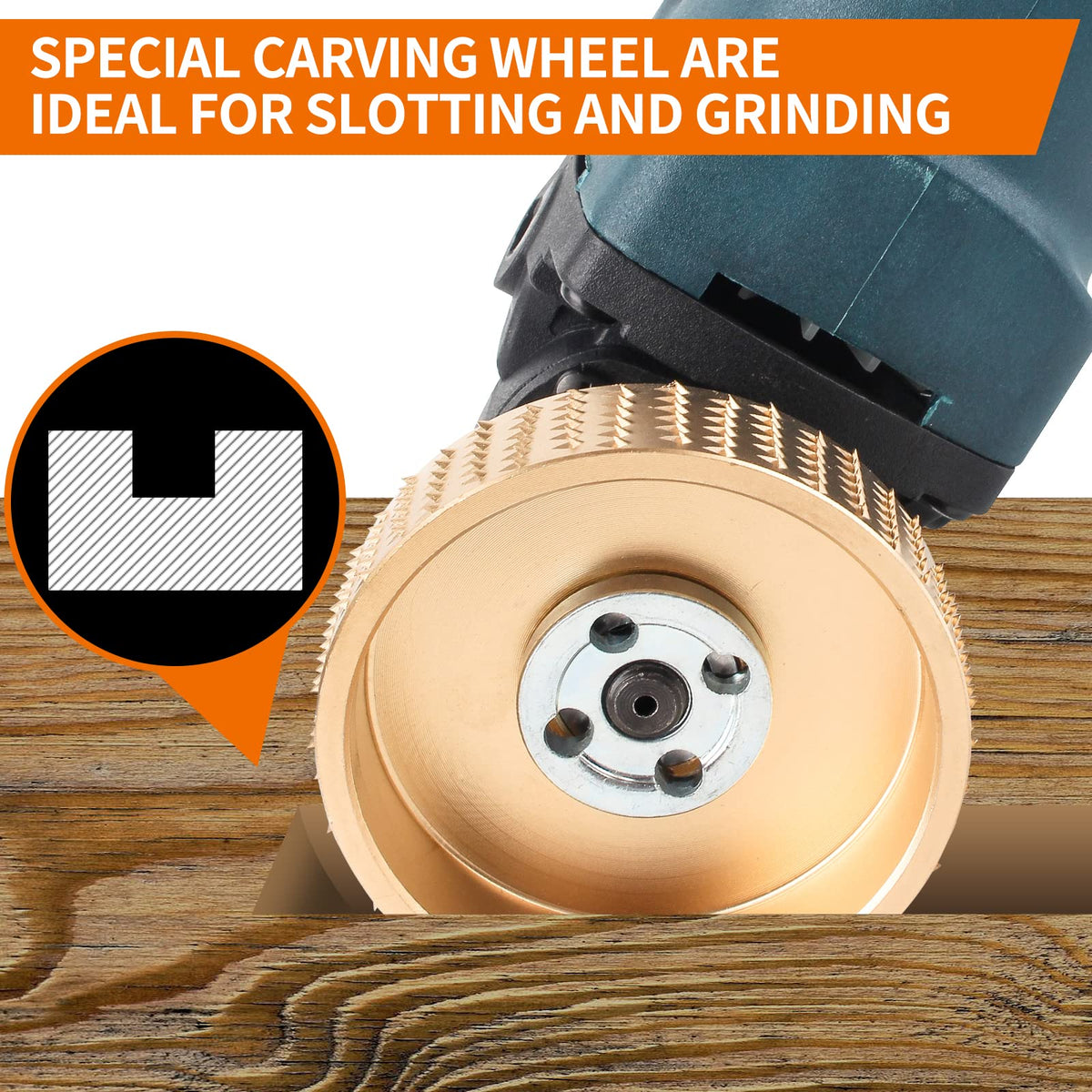 Serplex® 5Pcs Angle Grinder Wood Carving Disc Set, 4 and 4 1/2 Angle Grinder Attachments with 5/8 inch Arbor, Stump Grinder Tool Grinding Wheel Shaping Disc for Wood Cutting, Grinder Cutting Wheel