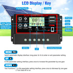 Verilux 10A Solar Charge Controller for 12V 24V Systems with Dual USB and LCD Display