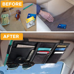 PU Leather Multi-Function Car Space Sun Visor Organizer Hanging(Black)