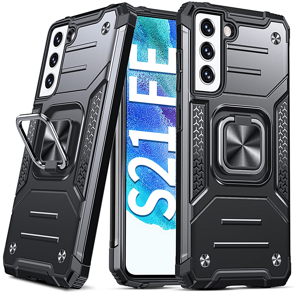 ZORBES® for Samsung Galaxy S21 FE 5G Back Cover with Rotatable Phone Ring Buckle Stand Design, TPU Shockproof Protective s21fe Cover Case for Samsung Galaxy S21 FE