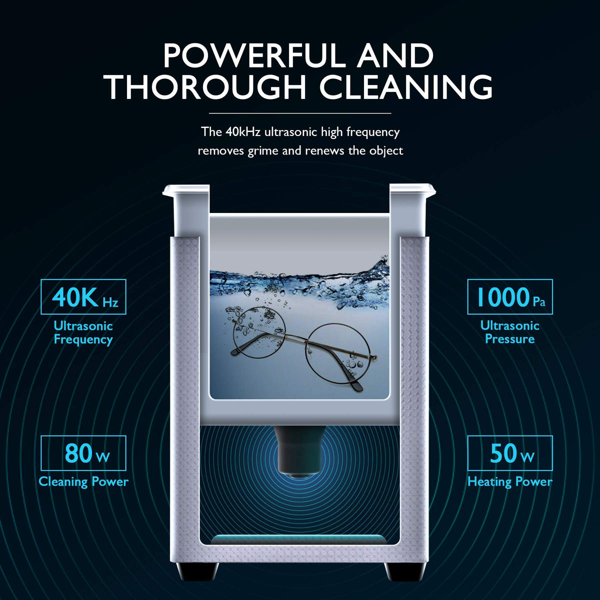 Verilux 1.3L Ultrasonic Cleaner with Digital Timer and Heater, Professional 40kHz Retainer Denture and Jewelry Cleaner, Home Ultrasonic Cavitation Machine for Glasses Watches