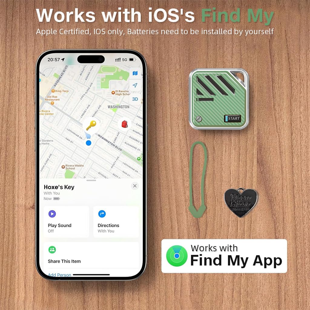 Verilux Air Bluetooth Tracker for iOS with Loop Hole Design and 3.2×3.2×0.94 cm Size | 3 PCS Green