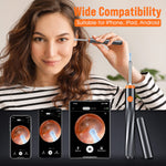 Verilux Ear Wax Remover Tool Kit Camera 6-Axis Gyroscope Ear Cleaner Tool with 6 Ear Spoons & 1 Acne Pin Ear Wax Cleaner Machine 1080P 4mm Otoscope Lens Ear Camera