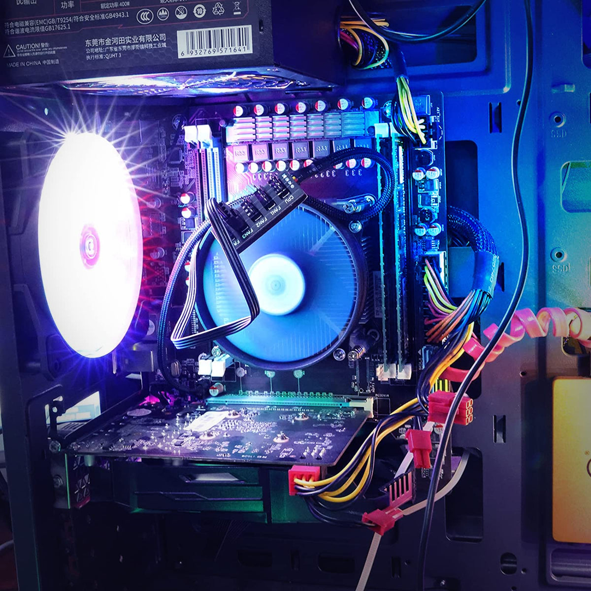 Verilux PWM Fan Hub Splitter for PC Cooling Fans featuring 1 to 5 Way Design and 15.7 in Nylon Sleeve | Easy Installation