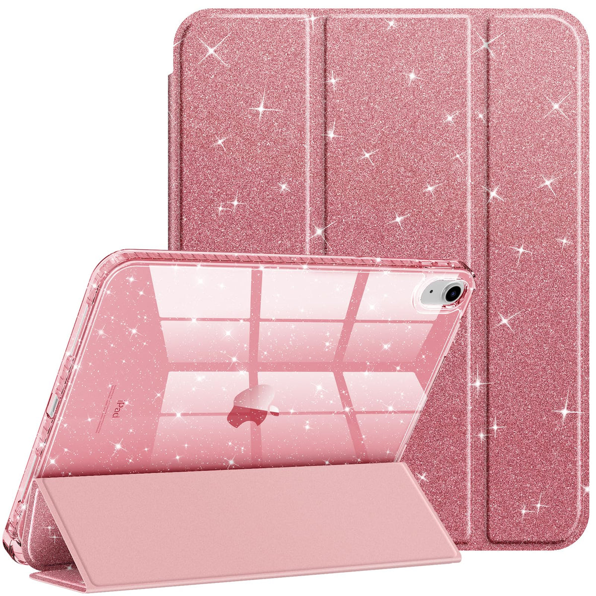 ZORBES® Case Cover for iPad (A16) 11th/10th Generation (2025/2022), Auto Sleep Wake Suppport, Pencil Holder, Trifold Flip Soft Cover for iPad 11th Gen 11 inch / 10th Gen 10.9 inch - Glittering Pink