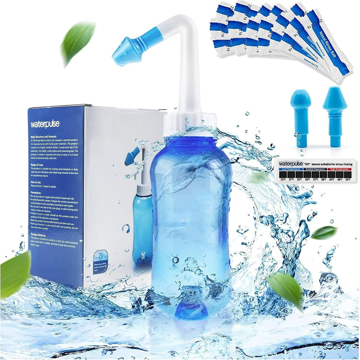 ZORBES® Botella de Lavado Nasal, 300ml Yoga Nasal Botella, Frasco de Lavado Nasal, Lrrigador Nasal, Kit de Lavado Nasal y Sinusal, Botella Rhinitis Alérgica Tratamiento para Adultos & Niños