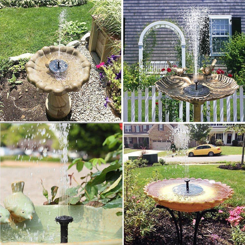 Verilux Solar Fountain Pump for Garden and Pond with 4 Nozzles 7V 1.4W | Floating Black 3PCS