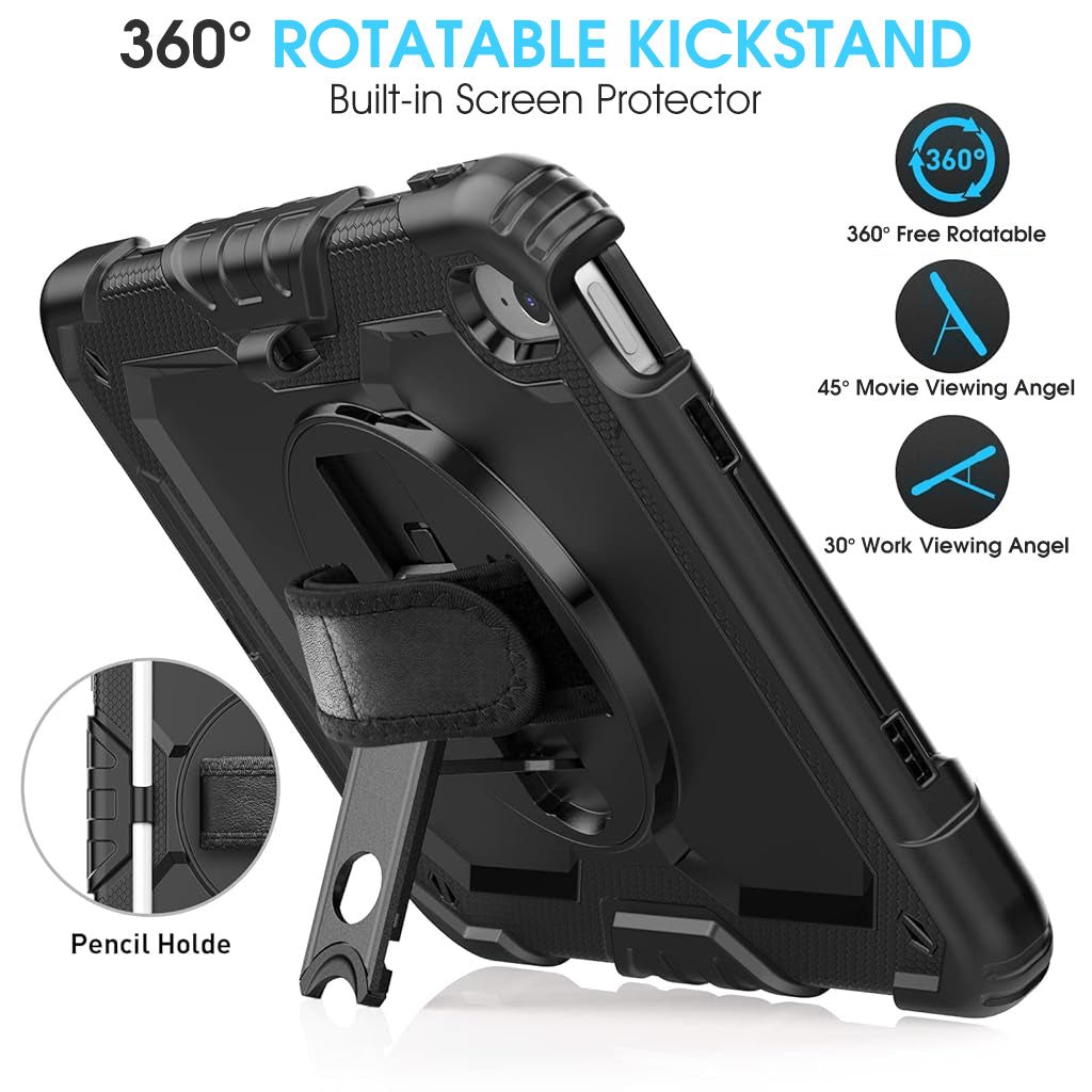 ZORBES® Cover Case for iPad 10th Gen Rugged Silicone Case Cover with Back Bracket & Hand Strap 360 Degree Rotatable Kickstand Bracket Design Protective Case for iPad 10th Gen